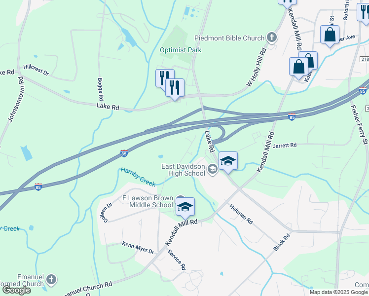 map of restaurants, bars, coffee shops, grocery stores, and more near 809 Old Emanuel Church Road in Thomasville