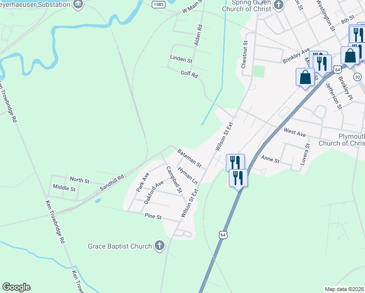 map of restaurants, bars, coffee shops, grocery stores, and more near 117 Bateman Street in Plymouth