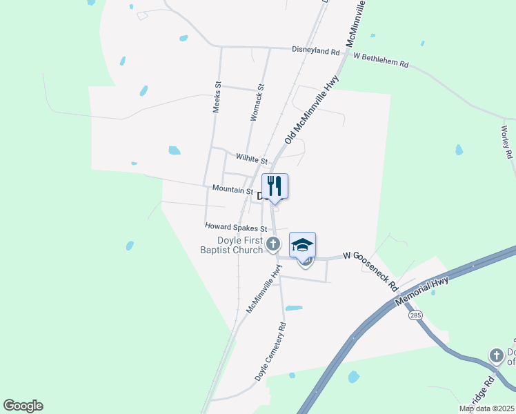 map of restaurants, bars, coffee shops, grocery stores, and more near 126 Doyle Street in Doyle