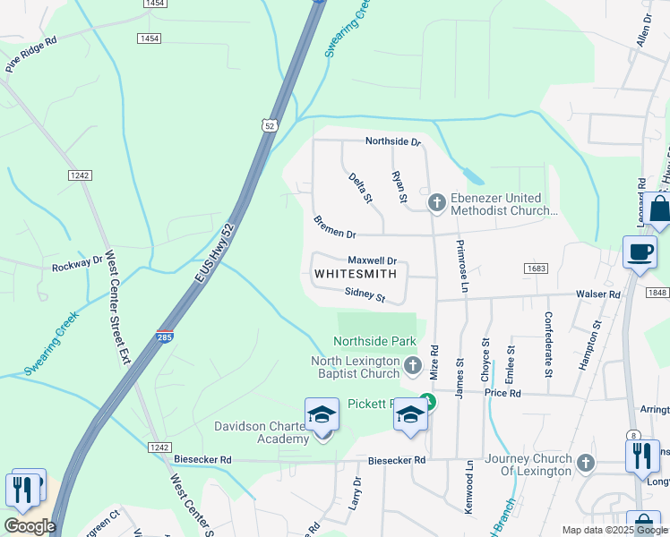 map of restaurants, bars, coffee shops, grocery stores, and more near 220 Maxwell Drive in Lexington