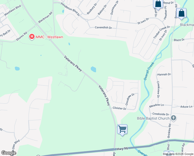 map of restaurants, bars, coffee shops, grocery stores, and more near 4760 Veterans Parkway in Murfreesboro