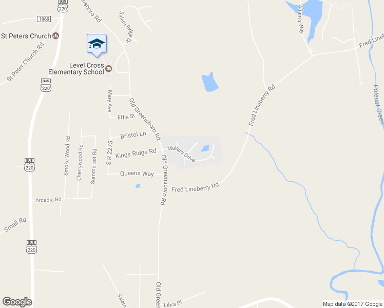 map of restaurants, bars, coffee shops, grocery stores, and more near 603 Mallard Drive in Randleman