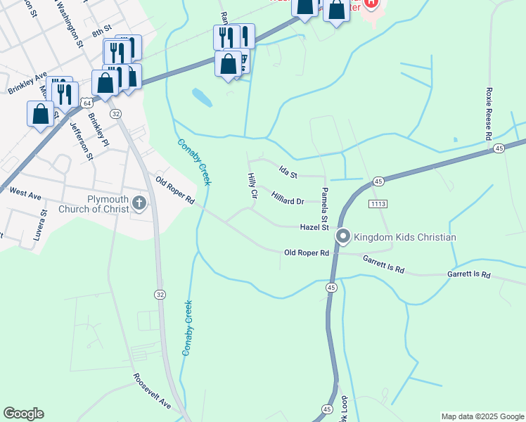 map of restaurants, bars, coffee shops, grocery stores, and more near 110 Hazel Street in Plymouth
