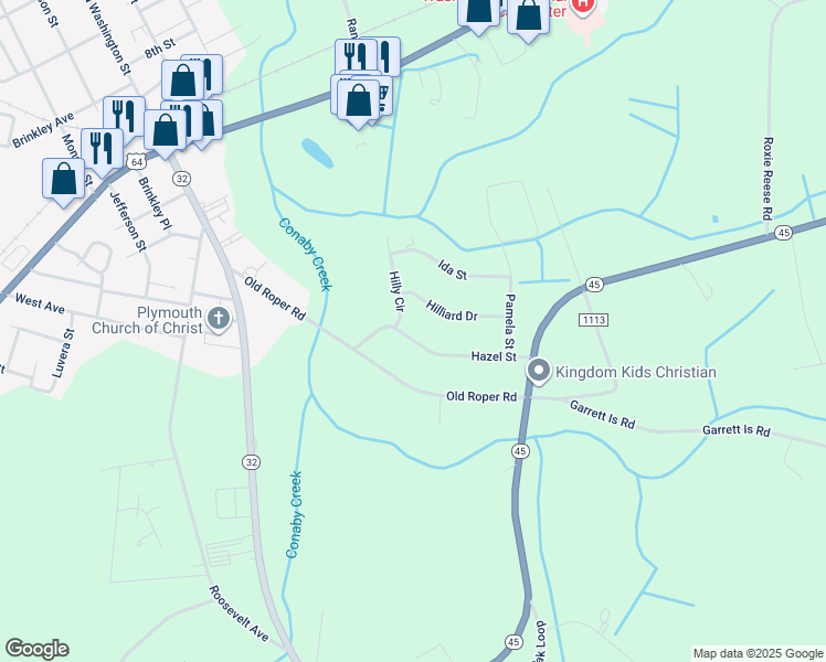 map of restaurants, bars, coffee shops, grocery stores, and more near 110 Hazel Street in Plymouth