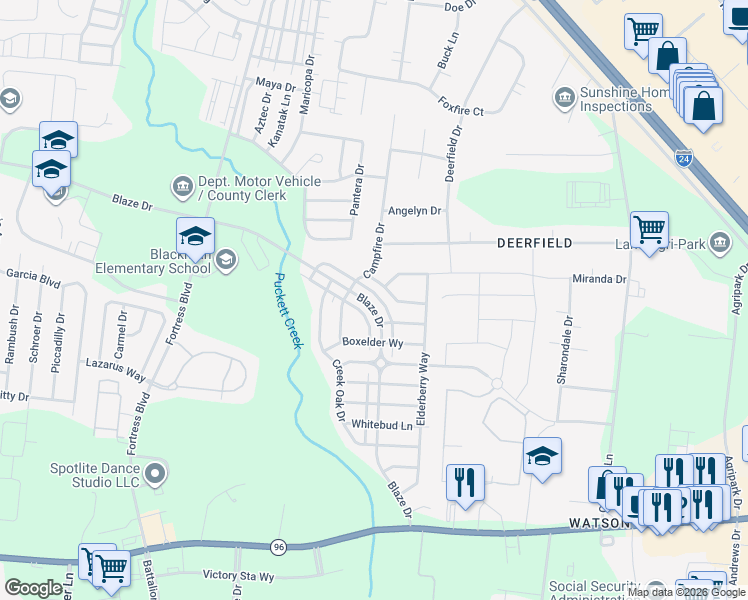 map of restaurants, bars, coffee shops, grocery stores, and more near 3449 Axelwood Drive in Murfreesboro
