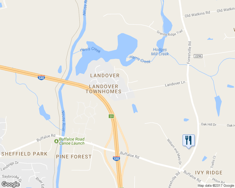 map of restaurants, bars, coffee shops, grocery stores, and more near 4805 Landover Pine Place in Raleigh