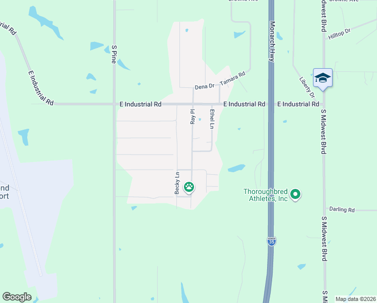 map of restaurants, bars, coffee shops, grocery stores, and more near 2519 Ray Place in Guthrie