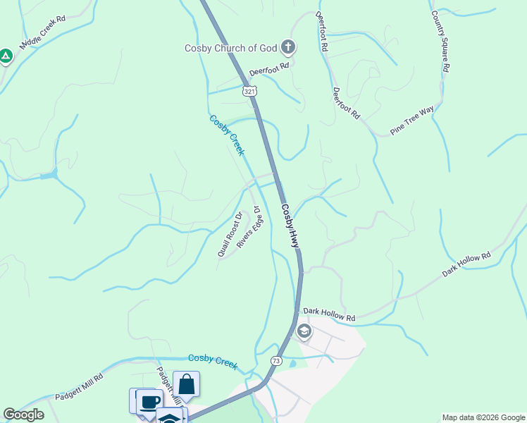 map of restaurants, bars, coffee shops, grocery stores, and more near 3068 Rivers Edge Dr in Cosby