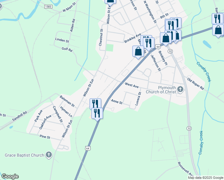 map of restaurants, bars, coffee shops, grocery stores, and more near Truman Avenue in Plymouth
