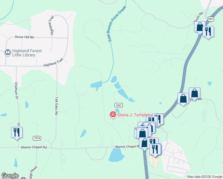 map of restaurants, bars, coffee shops, grocery stores, and more near 485 Cedar Lake Road in Chapel Hill