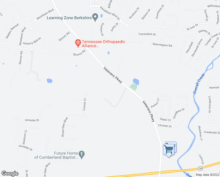 map of restaurants, bars, coffee shops, grocery stores, and more near 4905 Veterans Parkway in Murfreesboro