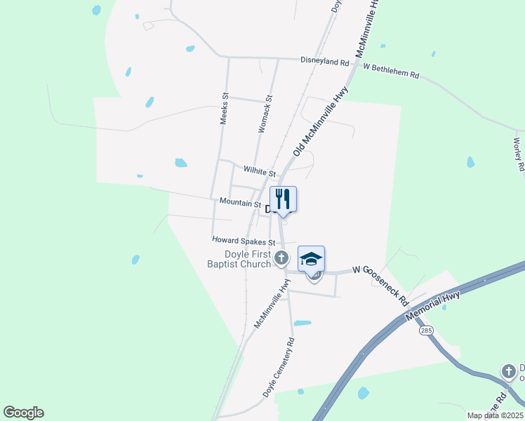 map of restaurants, bars, coffee shops, grocery stores, and more near 126 Doyle St in Doyle