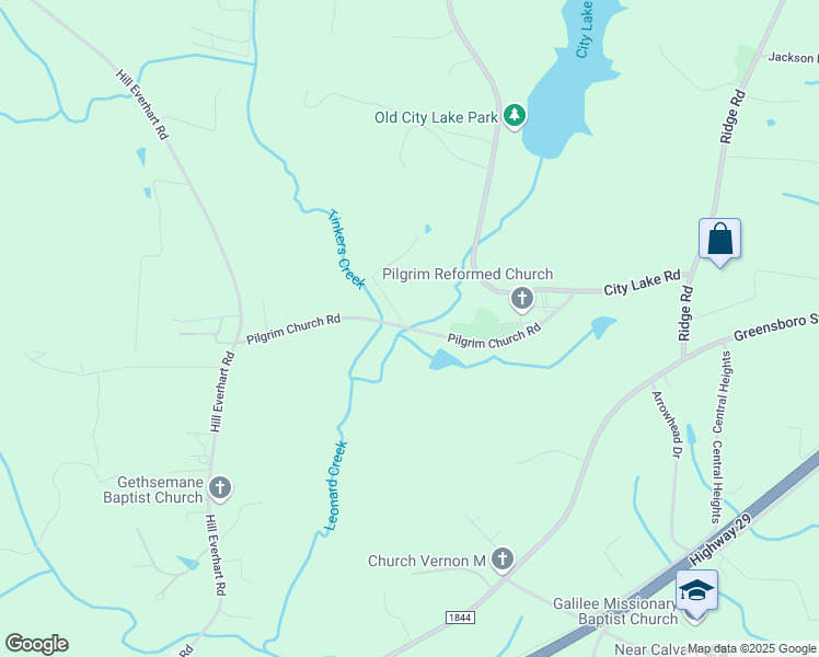 map of restaurants, bars, coffee shops, grocery stores, and more near Pilgrim Church Road in Lexington