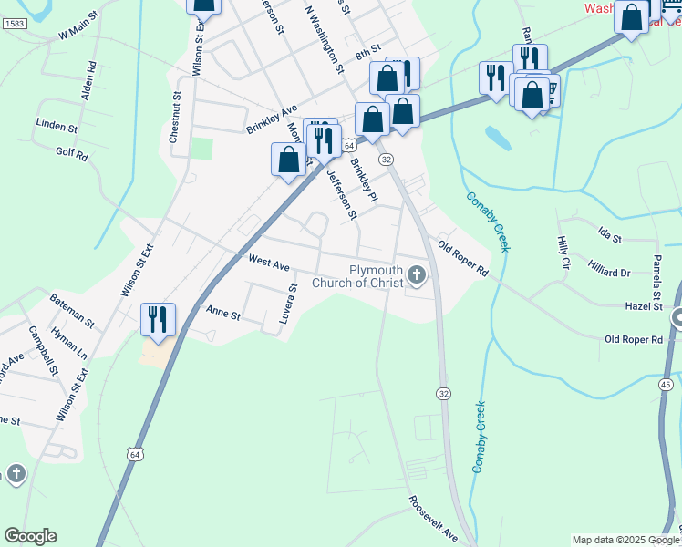 map of restaurants, bars, coffee shops, grocery stores, and more near 207 West Avenue in Plymouth