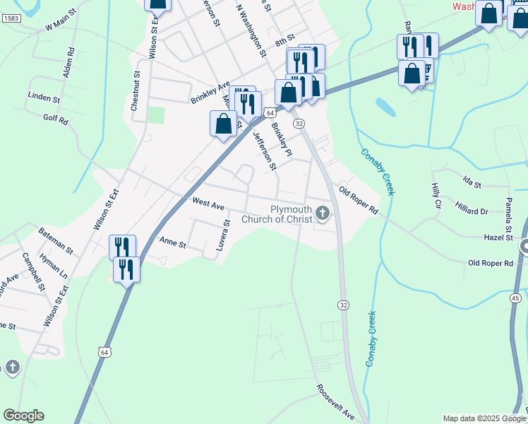 map of restaurants, bars, coffee shops, grocery stores, and more near 207 West Avenue in Plymouth