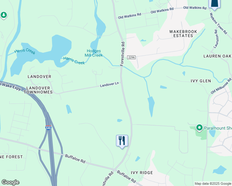 map of restaurants, bars, coffee shops, grocery stores, and more near 4708 Forestville Road in Raleigh
