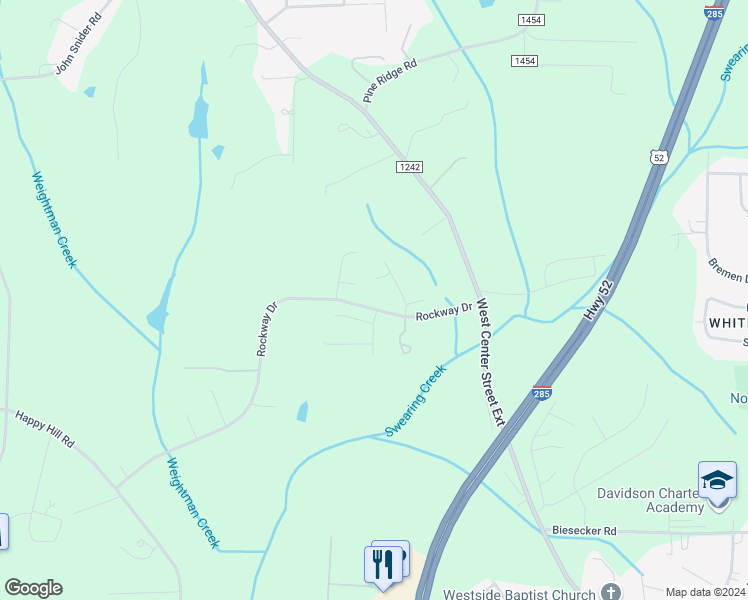 map of restaurants, bars, coffee shops, grocery stores, and more near 1021 Rockway Drive in Lexington