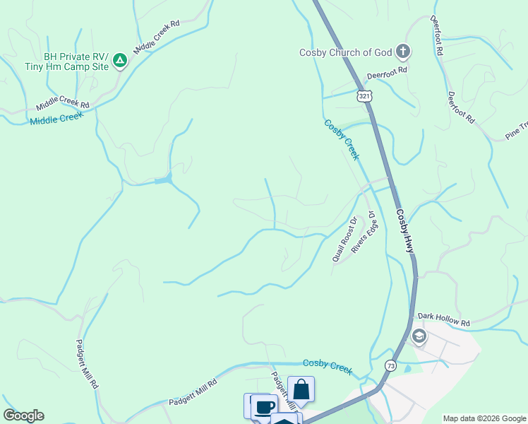 map of restaurants, bars, coffee shops, grocery stores, and more near 220 Cove Hollow Road in Cosby