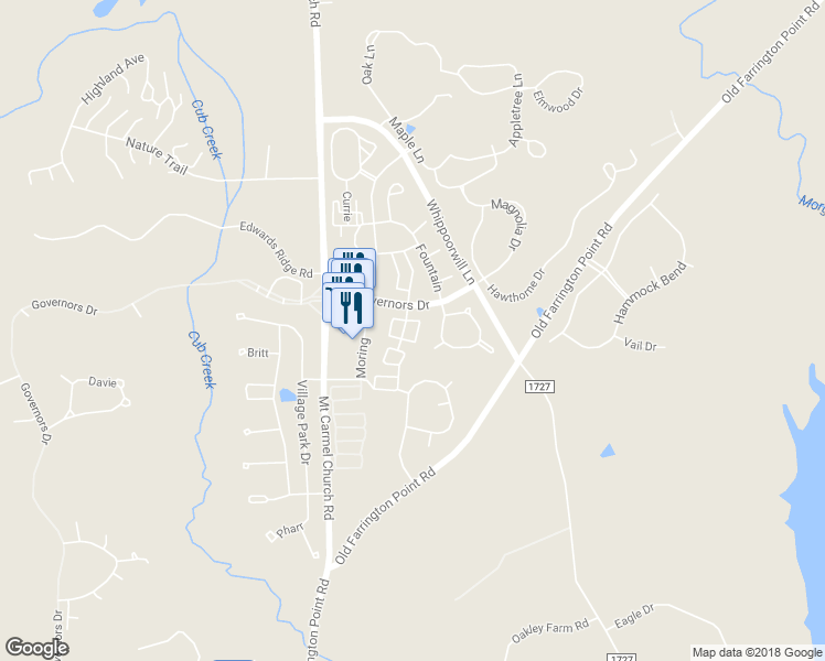 map of restaurants, bars, coffee shops, grocery stores, and more near 11038 David Stone Drive in Chapel Hill
