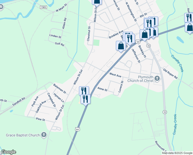 map of restaurants, bars, coffee shops, grocery stores, and more near 111 Truman Avenue in Plymouth