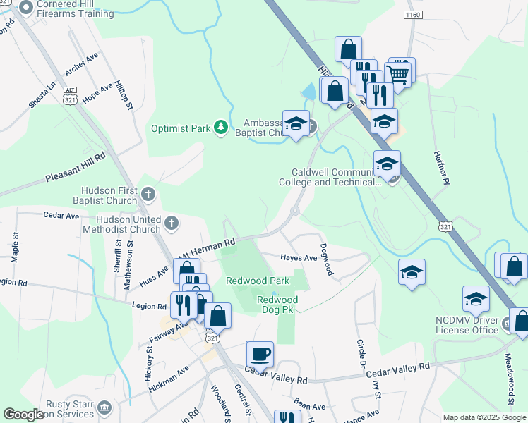 map of restaurants, bars, coffee shops, grocery stores, and more near 301-499 Kristin Ln in Hudson