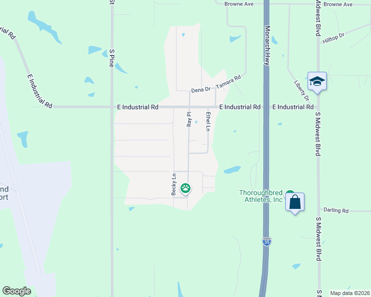 map of restaurants, bars, coffee shops, grocery stores, and more near 2519 Ray Place in Guthrie