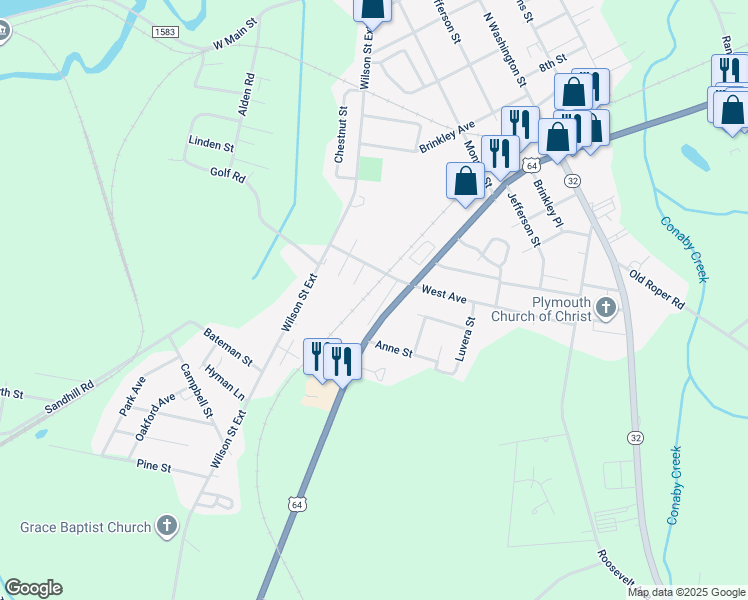 map of restaurants, bars, coffee shops, grocery stores, and more near 109 Truman Avenue in Plymouth