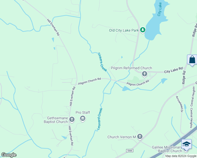 map of restaurants, bars, coffee shops, grocery stores, and more near Pilgrim Church Road in Lexington