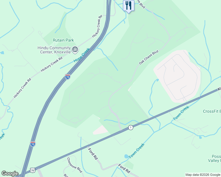 map of restaurants, bars, coffee shops, grocery stores, and more near 107 Mountain Drive in Lenoir City