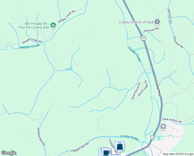 map of restaurants, bars, coffee shops, grocery stores, and more near 269 Cove Hollow Road in Cosby