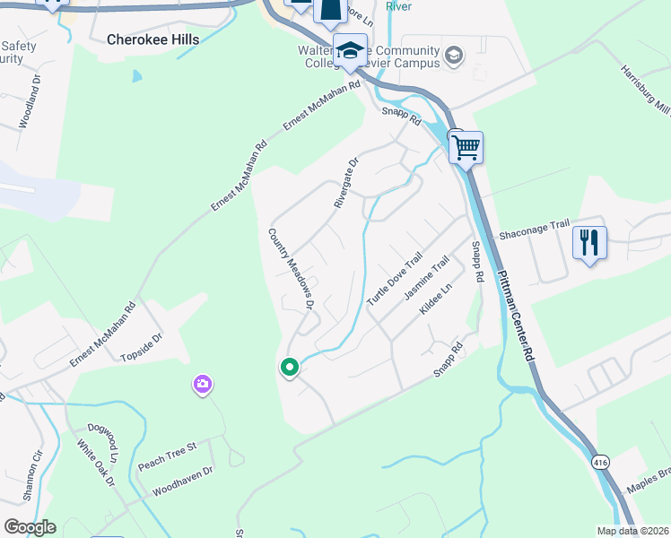 map of restaurants, bars, coffee shops, grocery stores, and more near 1724 Sparrow Lane in Sevierville