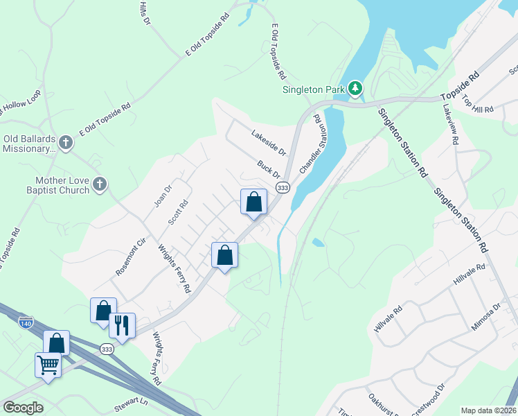 map of restaurants, bars, coffee shops, grocery stores, and more near 1705 Topside Road in Louisville