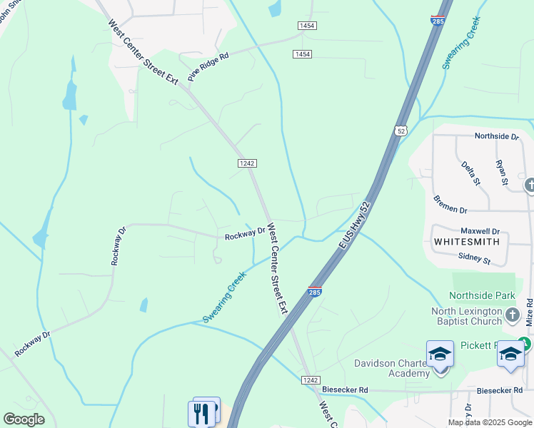 map of restaurants, bars, coffee shops, grocery stores, and more near 1714 West Center Street Extension in Lexington