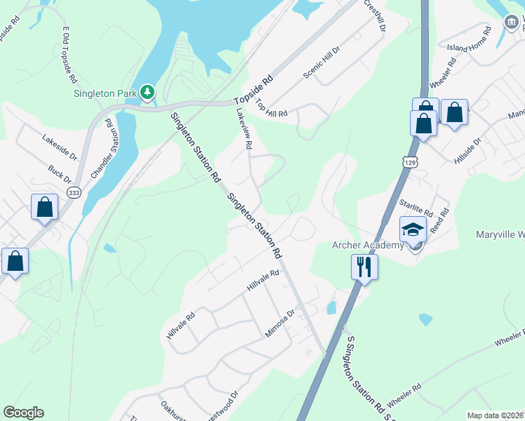 map of restaurants, bars, coffee shops, grocery stores, and more near 4617 Lakeview Road in Louisville