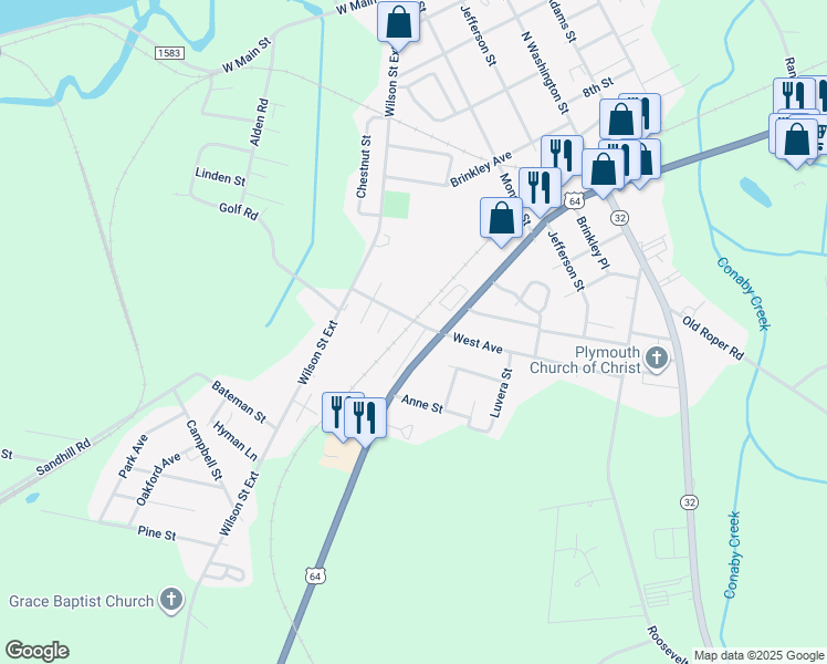 map of restaurants, bars, coffee shops, grocery stores, and more near Truman Avenue in Plymouth