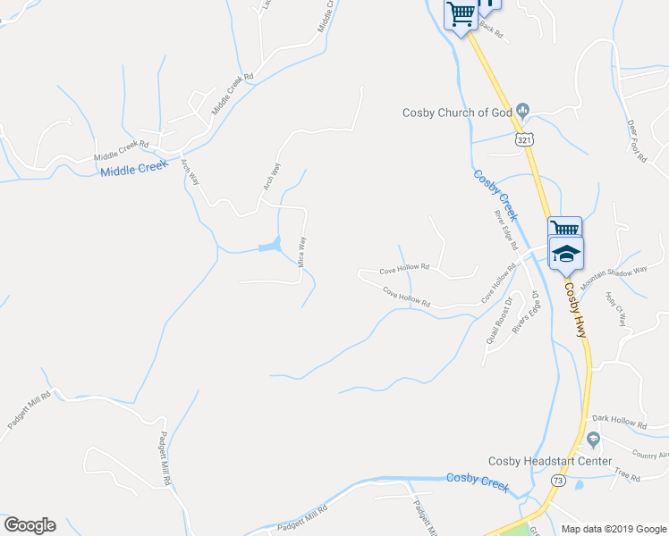 map of restaurants, bars, coffee shops, grocery stores, and more near 269 Cove Hollow Rd in Cosby