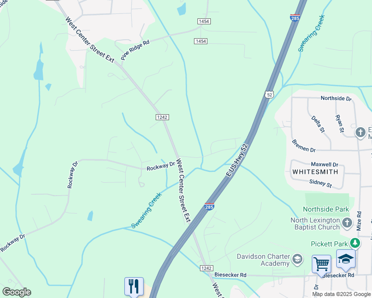 map of restaurants, bars, coffee shops, grocery stores, and more near 1714 West Center Street Extension in Lexington