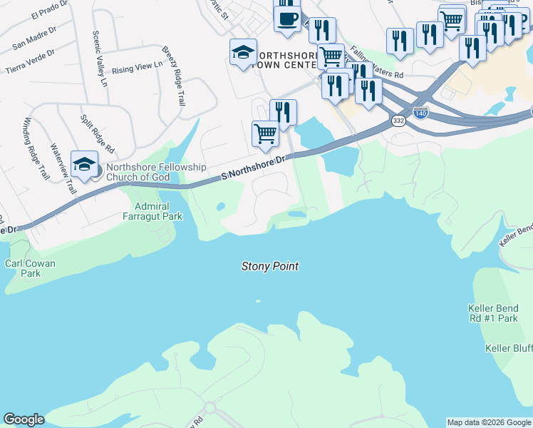 map of restaurants, bars, coffee shops, grocery stores, and more near 9906 Saint Germaine Drive in Knoxville