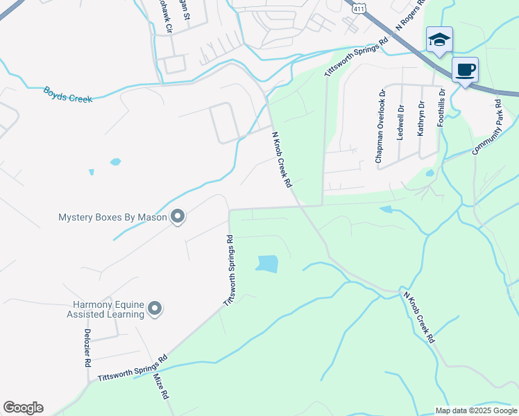map of restaurants, bars, coffee shops, grocery stores, and more near 436 Tittsworth Springs Road in Seymour