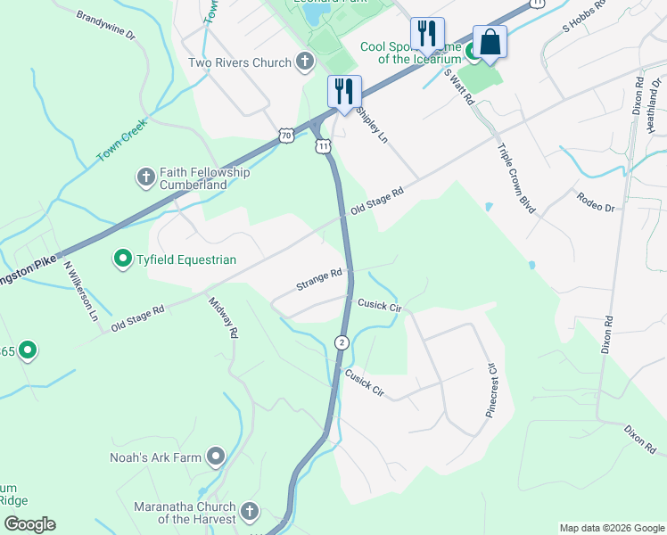 map of restaurants, bars, coffee shops, grocery stores, and more near 18529 U.S. 11 in Lenoir City