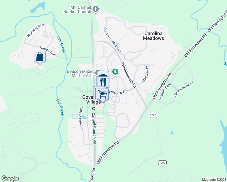 map of restaurants, bars, coffee shops, grocery stores, and more near 10001 David Stone Drive in Chapel Hill