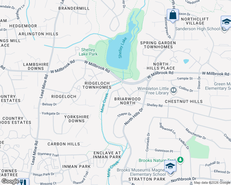 map of restaurants, bars, coffee shops, grocery stores, and more near 1544 Shadowood Lane in Raleigh