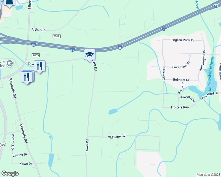 map of restaurants, bars, coffee shops, grocery stores, and more near 107 Kaylan Lane in Thomasville