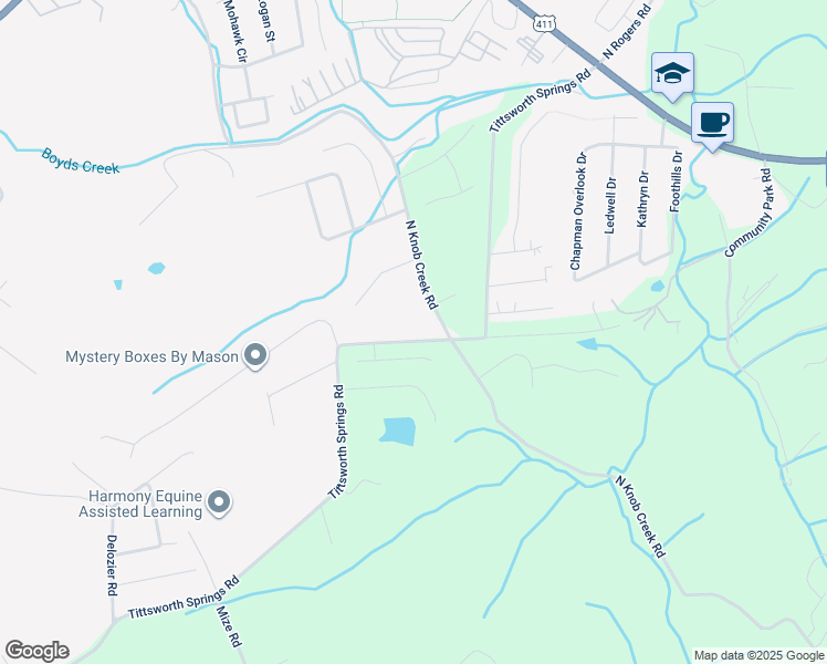 map of restaurants, bars, coffee shops, grocery stores, and more near 418 Tittsworth Springs Road in Seymour