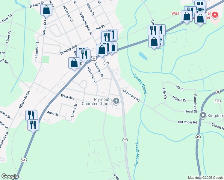 map of restaurants, bars, coffee shops, grocery stores, and more near 818 Roosevelt Avenue in Plymouth