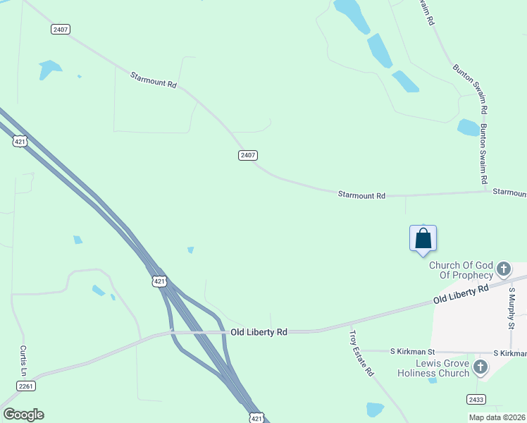 map of restaurants, bars, coffee shops, grocery stores, and more near 4863 Starmount Road in Liberty