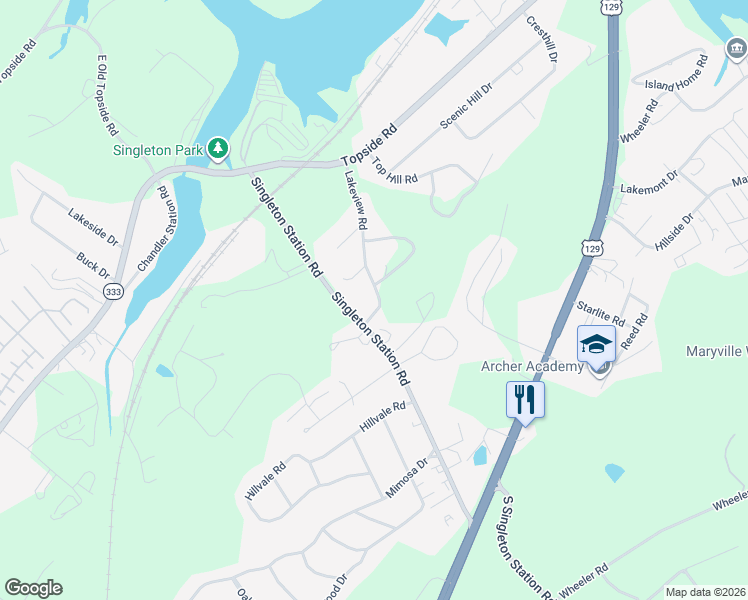 map of restaurants, bars, coffee shops, grocery stores, and more near 4617 Lakeview Road in Louisville