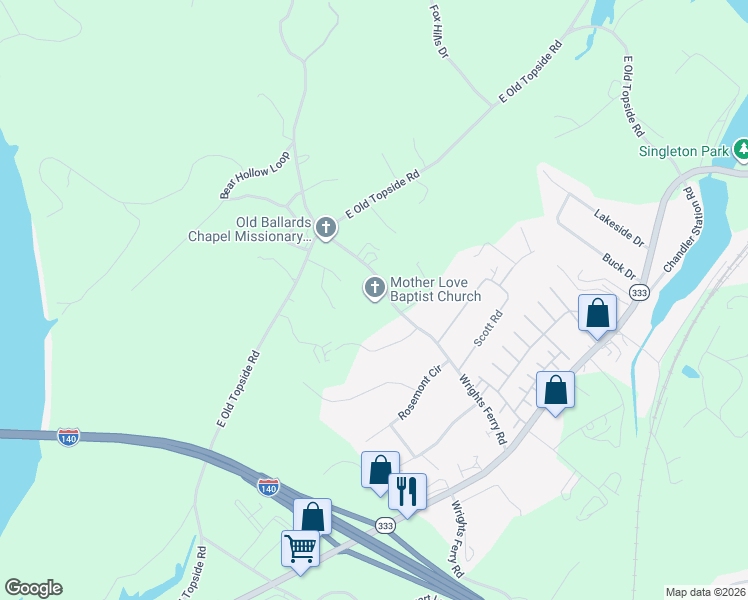 map of restaurants, bars, coffee shops, grocery stores, and more near 3919 Wrights Ferry Road in Louisville
