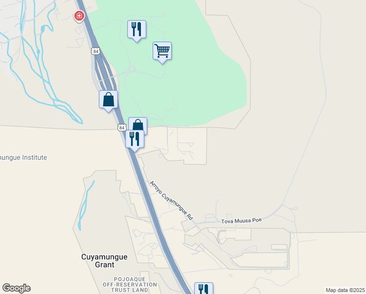 map of restaurants, bars, coffee shops, grocery stores, and more near 11 Vista Del Rey in Santa Fe