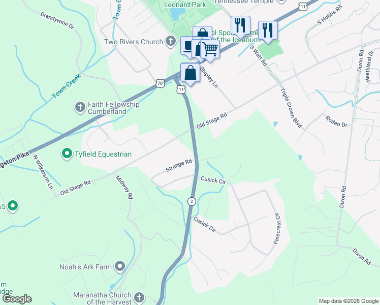 map of restaurants, bars, coffee shops, grocery stores, and more near 18529 U.S. 11 in Lenoir City